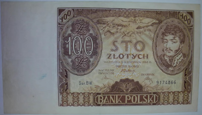 100 złotych 9 listopada 1934. Seria: BW. 9174866