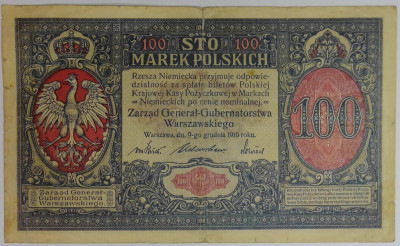 Banknot 100 Marek Polskich 1916 Generał, St.3