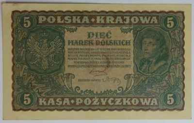 BANKNOT 5 Marek Polskich 1919 Kościuszko