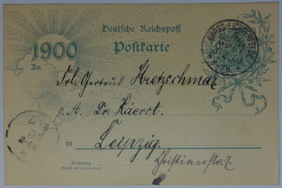 1900 Niemcy Deutche Reichspost 20/02/00 Poczt&oacute;wka