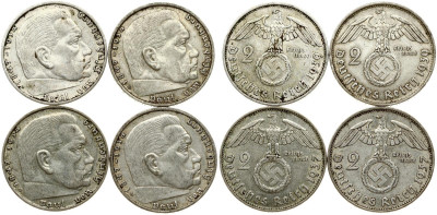 Lot monet 4 x 2 Reichmark