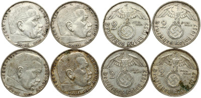 Lot monet 4 x 2 Reichmark 1937