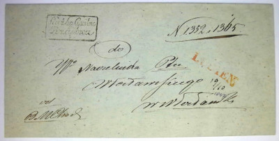 List - obwoluta Poczta: Hodecz 1847.