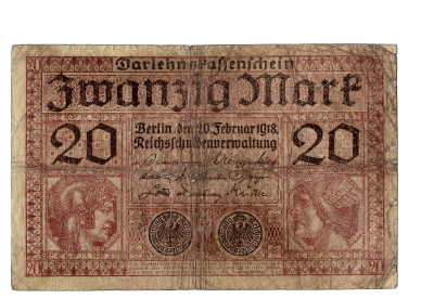 Niemcy - BANKNOT - 20 Marek 1918 seria M (27)