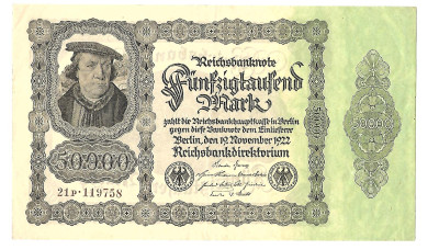 BANKNOT NIEMCY -- 50 000 marek -- 1922 rok (43) Super stan!