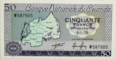 RWANDA 1976 - 50 FRANK&Oacute;W-UNC!Gratis wysyłka!
