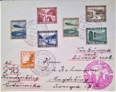 NIEMCY 1936-ZEPPELIN-lot do Ameryki Płn.