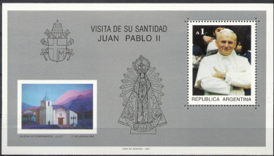 1987 r Papież  Blok 97 ** Argentyna