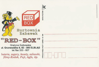 bez. Gdańsk 1996.XII.01a - Elbląg Red-Box Hurt. Zabawek