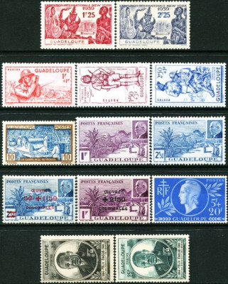 GWADELUPA 1939-1945 - siedem kompletnych wydań.