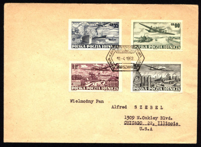 FDC 1952 S-027 590A-593A Przesylki lotnicze
