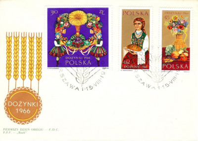 FDC 1966 S-341 Fi 1545-1547 Dożynki