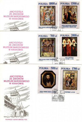 FDC 1991 S-887 Fi 3158-3163 Arcydziela ze zbiorow Muzeum Nar