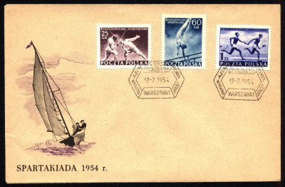 FDC 1954 S-086 Fi 723-724 II Ogolnopolska Spartakiada