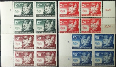 GG 1940-Mi.59-62 MNH** w czw&oacute;rkach z marginesami.
