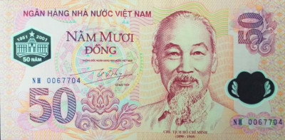 WIETNAM 2001-50 DONG UNC-polimer-okolicznościowy.