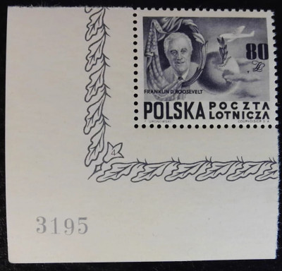 Polska 1948 Fi 489 z arkusika z marginesem