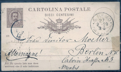 1888 r Włochy Karta Pocztowa