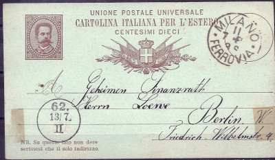 1880 r Włochy Karta Pocztowa