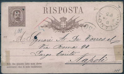 1887 Włochy Karta Pocztowa