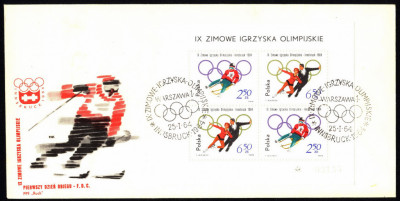 FDC 1964 S-291 BL 41 IX Zimowe IO Innsbruck