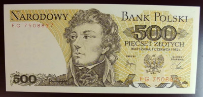 1982 r 500 zł. Seria FG. UNC.