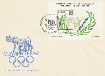 FDC blok 90: WF Olymphilex 87