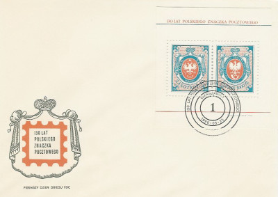 FDC blok 96: 130 lat znaczka polskiego