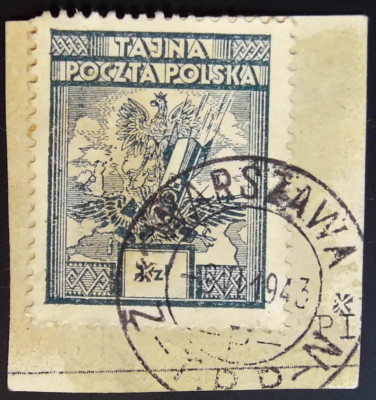 2 zł - Tajna Poczta Polska - na wycinku - 1943