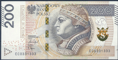 2021 r Banknot 200 zł UNC EC 0331333