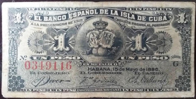 KUBA 1896-1 PESO-RZADKI!