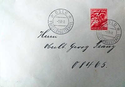 NORWEGIA 1941-LEGION NORWESKI FDC!RZADKI WALOR!