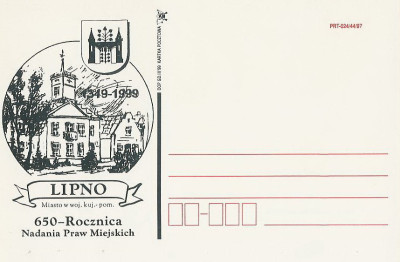 bez. Gdańsk 1999.III.02 : Lipno 650 lat praw miejskich