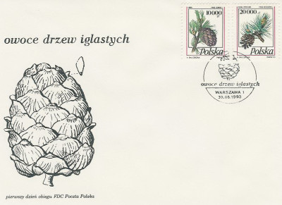 FDC 3308-09: Owoce dzrew iglastych