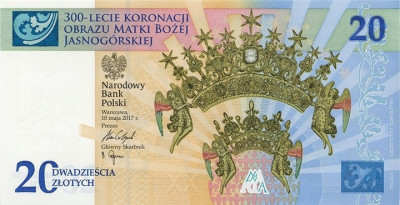 20 zł bankno "300-lecie koronacji Obrazu Matki Bożej Jasno