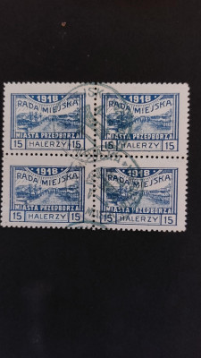 1918 Przedb&oacute;rz, czworoblok znaczk&oacute;w V wydania