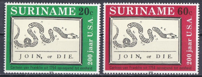 200 rocznica Amerykańskiej rewolucji Surinam 1976 czyste **