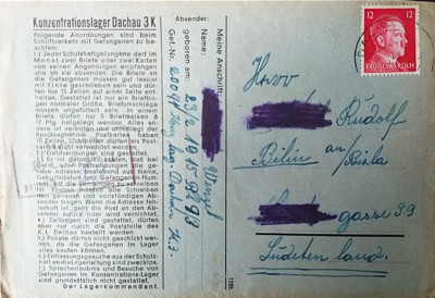 NIEMCY-DACHAU 1942-OB&Oacute;Z KONCENTYRACYJNY-KOPERTA.