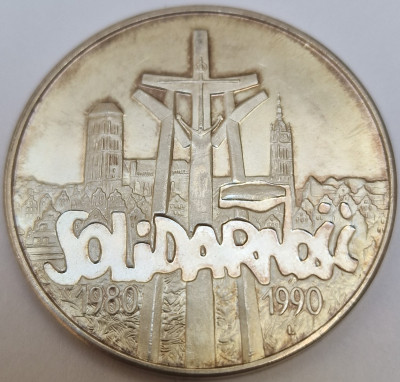 100000 zł złotych 1990 Solidarność TYP A srebro