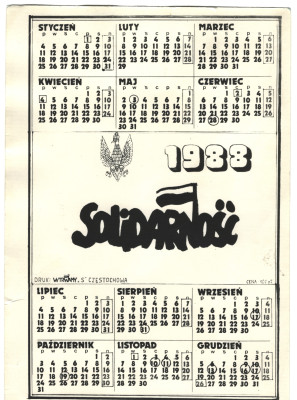SOLIDARNOŚĆ - KALENDARZ