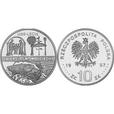 10 ZŁOTYCH,  1997 ROK, 1000-LECIE ŚMIERCI ŚW. WOJCIECHA