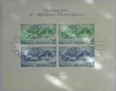 Blok 5B  Fi 306 - 307 kasowany - V Wystawa Filatelistyczna