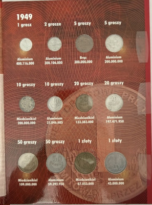 Polskie monety obiegowe 1949-1966 w klaserze