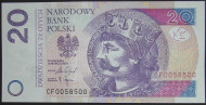 20 zł 2025 rok seria CF 0058500 UNC RADAR