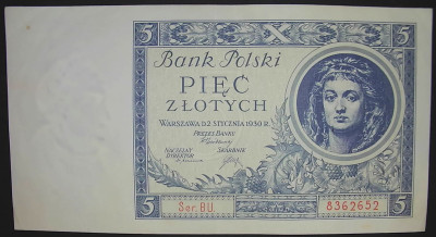 5 zł &ndash; 2 stycznia 1930 r. Ser. BU. II/III