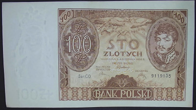 100 złotych 9 listopada 1934. Seria: C.O. 9119155