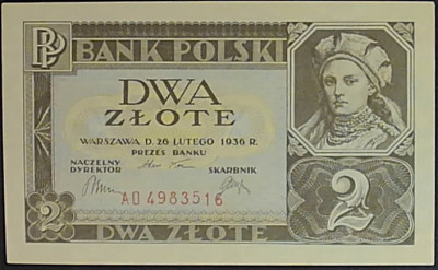 2 zł &ndash; 26 lutego 1936 r. Seria AO 4983516