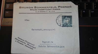 Koperta ze znaczkiem - lata trzydzieste