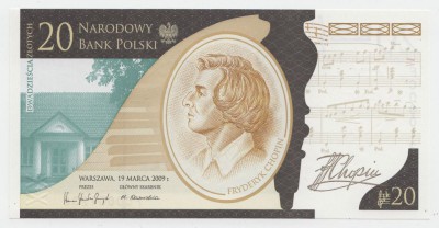 2009 r. 20 zł.Fryderyk Chopin. UNC